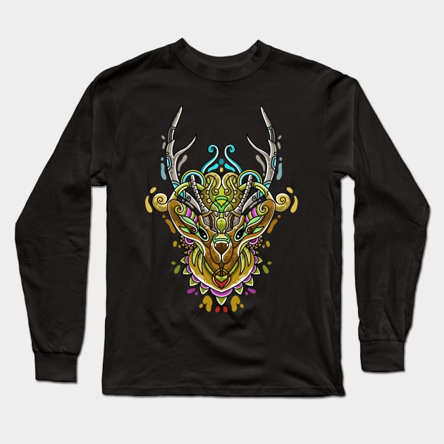 deer zentangle illustration Long Sleeve T-Shirt by ReasArt